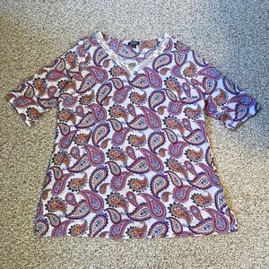 Lands End Womens Sheer Tunic Dress Plus Size 2X Paisley Swim Cover Beach Boho